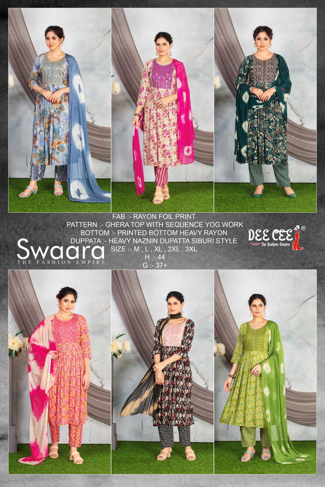 Swaara Deecee Rayon Foil Printed Kurti Bottom With Dupatta Wholesale Market In Surat
